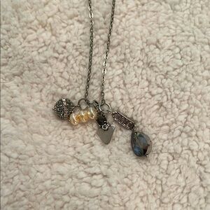 Elegant Silver Toned Charm Necklace